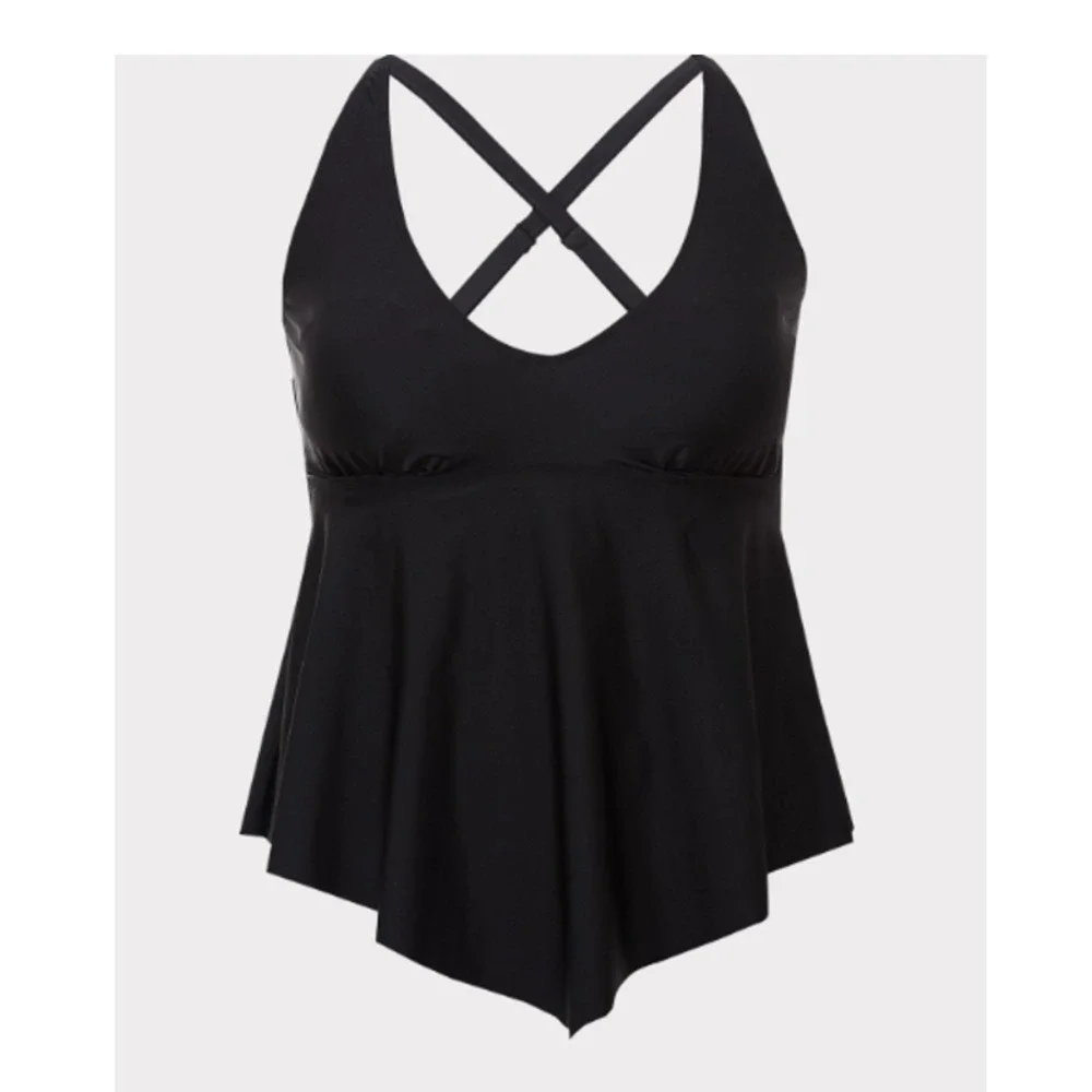 Torrid Swim Top Tankini Womens 2X Wirefree Built In Bra Flounce Ruffle Swimsuit - Picture 2 of 10